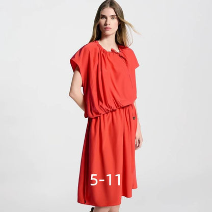 LU Woman Washed Silk Drawstring Dress QQ limited