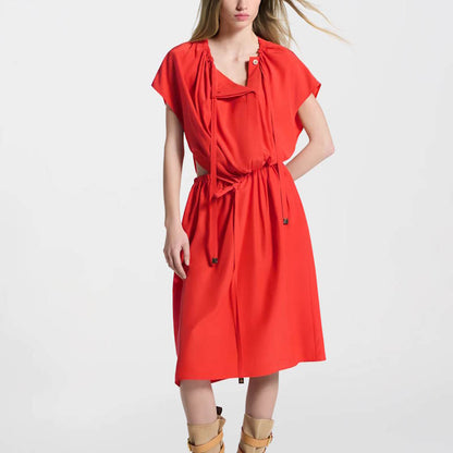 LU Woman Washed Silk Drawstring Dress QQ limited