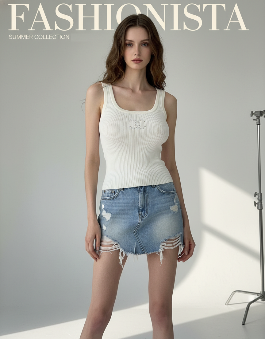 CHL Tank Knitted Top  T - shirt 2 Color's Woman