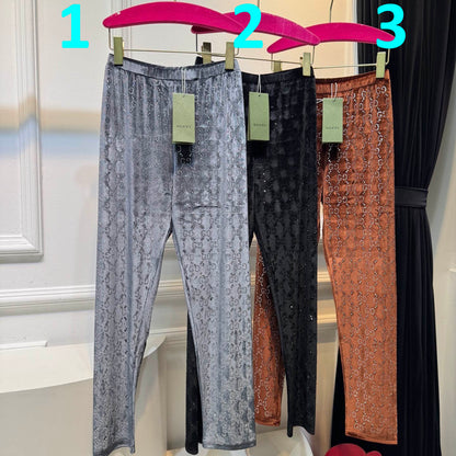 GU velvet woman stretchy  pants  3 Color's Crystal