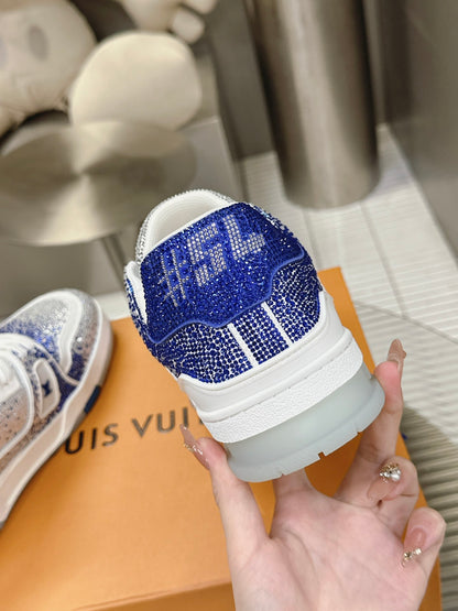 LU trainer Swarovski White Blue Sneakers