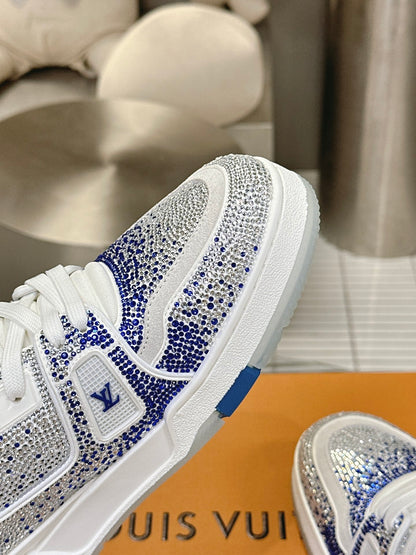 LU trainer Swarovski White Blue Sneakers