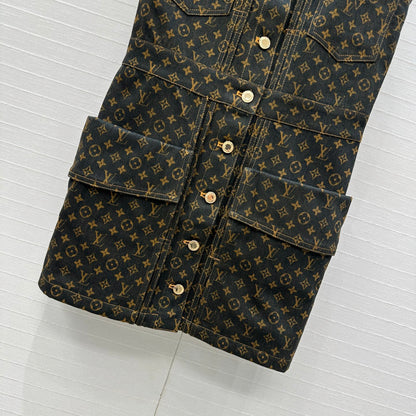 LU Monogram Denim Button Front Dress