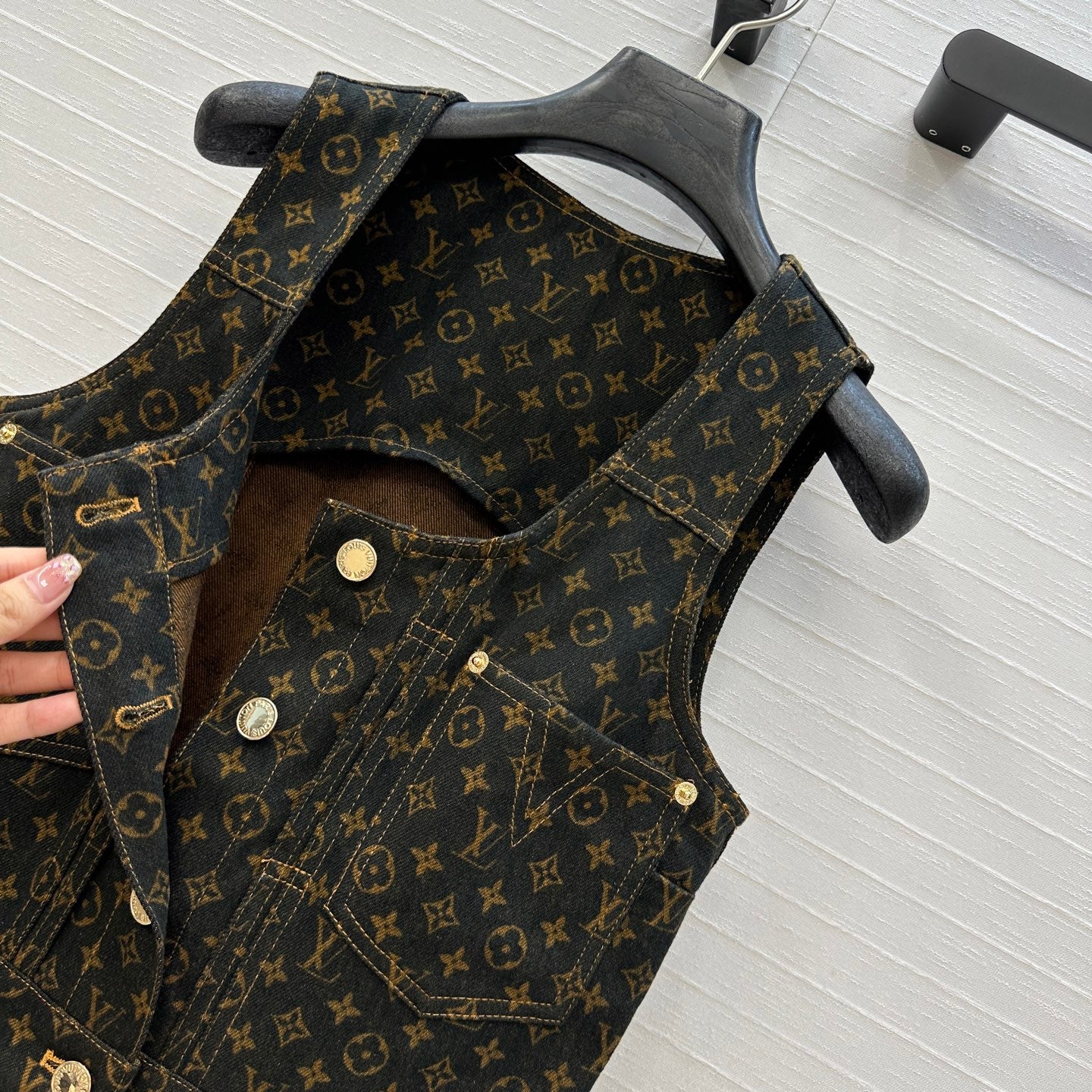 LU Monogram Denim Button Front Dress