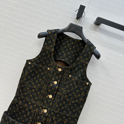 LU Monogram Denim Button Front Dress