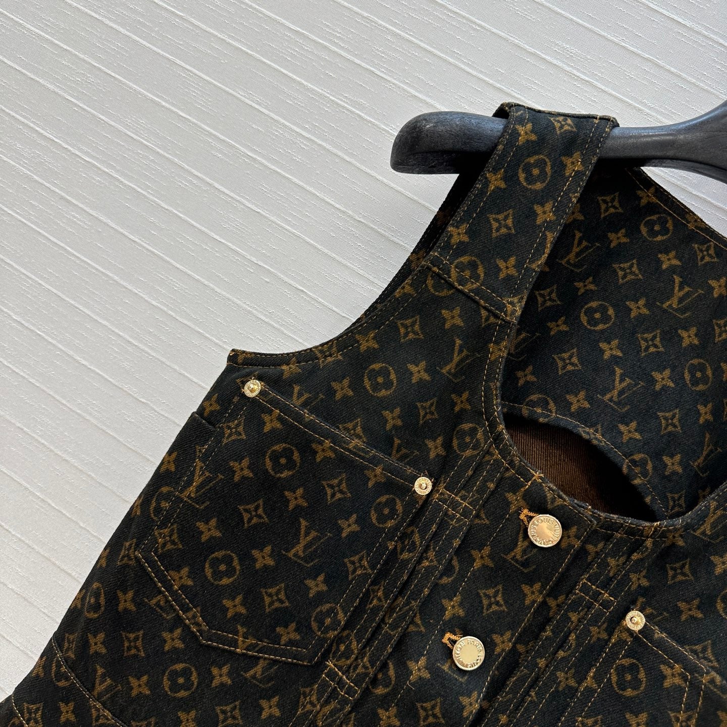 LU Monogram Denim Button Front Dress