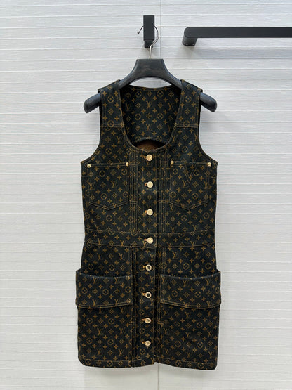 LU Monogram Denim Button Front Dress