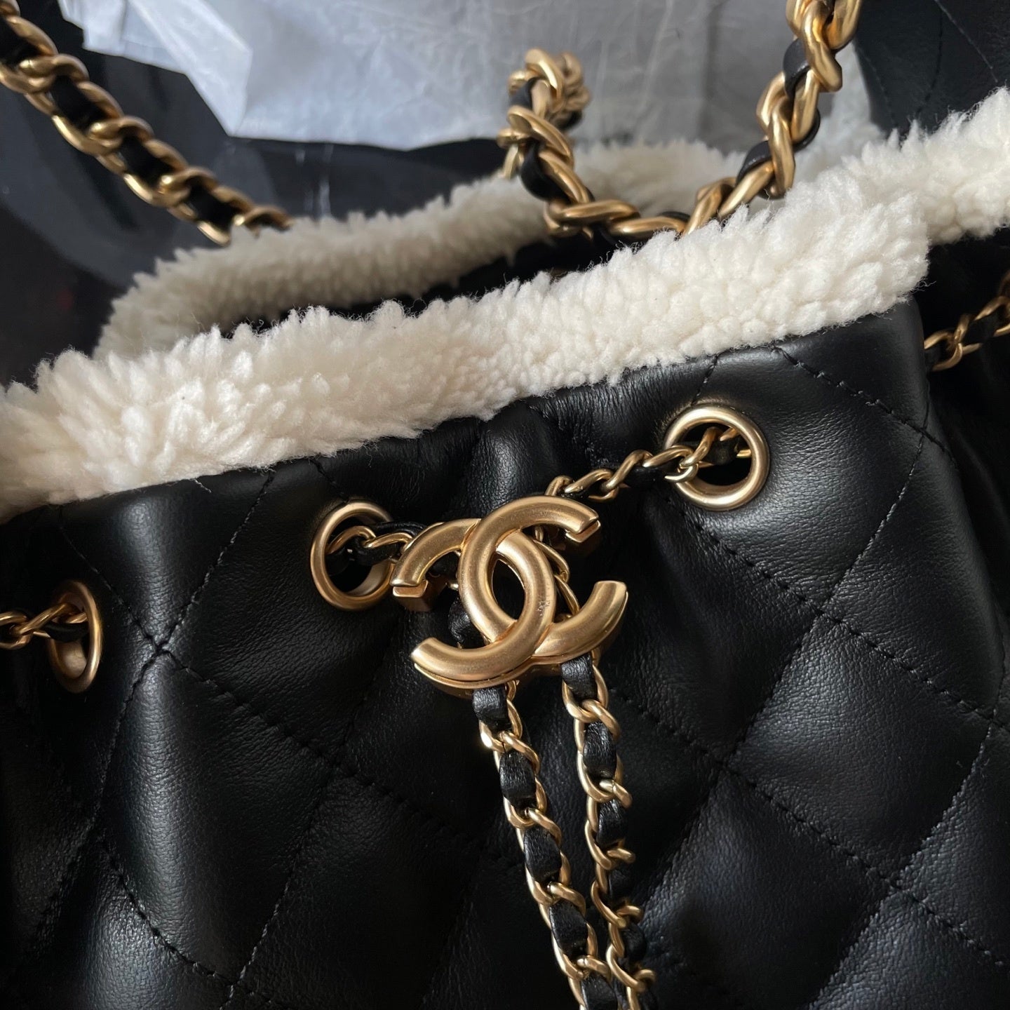 CHL Shearling trim  Bag 32 cm