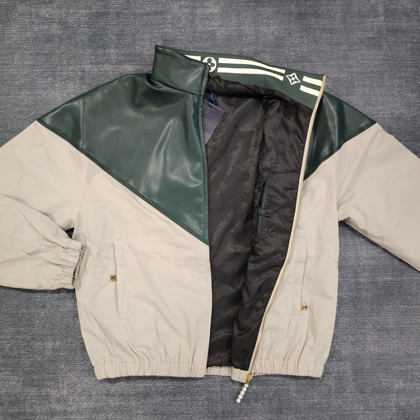 LU  Graphic Leather Mix Tracktop Jacket  IOFF