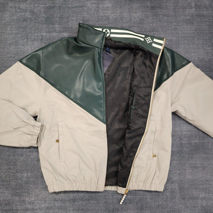 LU  Graphic Leather Mix Tracktop Jacket  IOFF