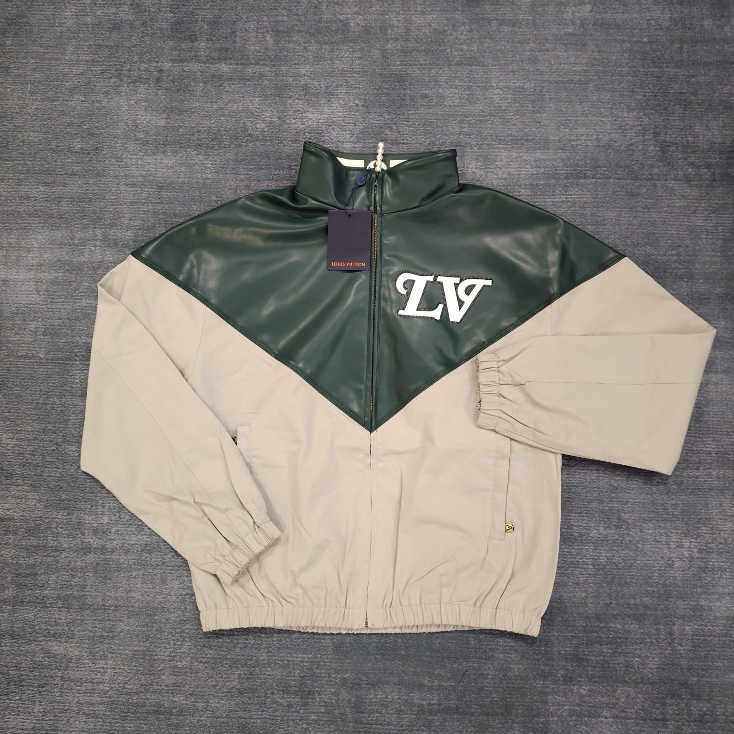 LU  Graphic Leather Mix Tracktop Jacket  IOFF