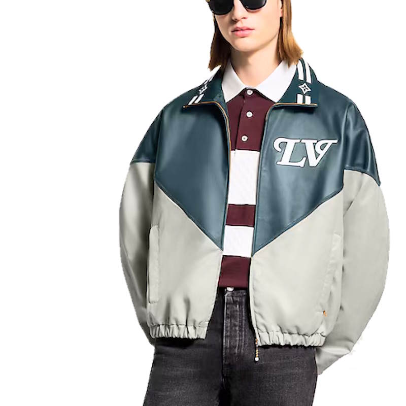 LU  Graphic Leather Mix Tracktop Jacket  IOFF