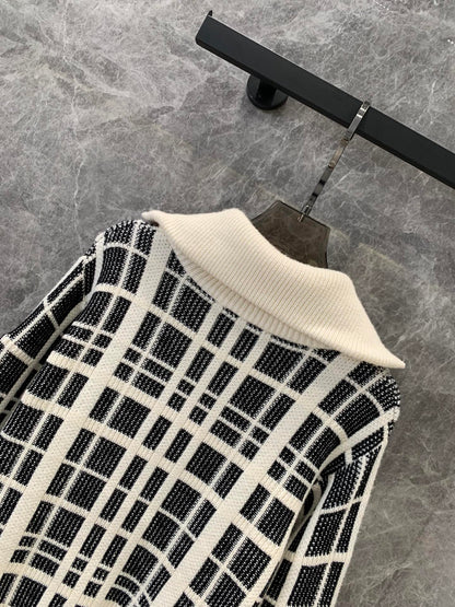 LU Graphic Tweed Knit Zip-Up Jacket 2 Color's Woman limited