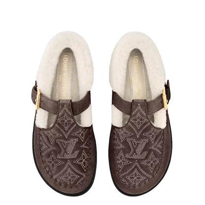 LU shearling fur shoes sandals Woman