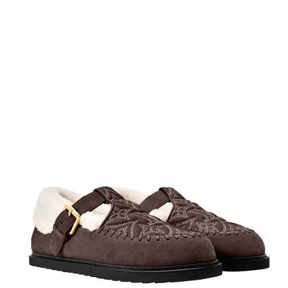 LU shearling fur shoes sandals Woman