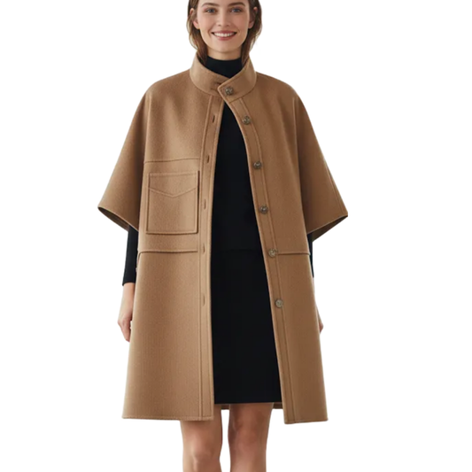 LU Button-Up Cape Cashmere  Woman Jacket Coat IOF