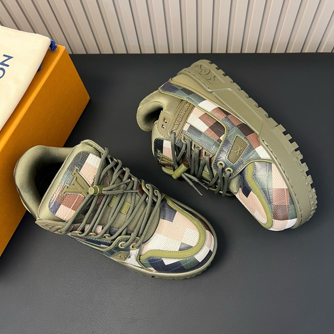 LU Sneakers Green Damoflage Trainers Pixel 46 – SHU