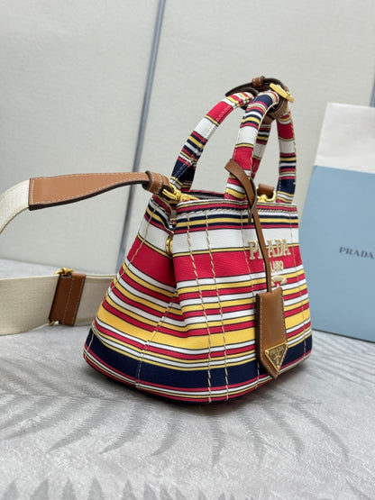 PRD Jardinière striped cotton canvas bag 22 cm
