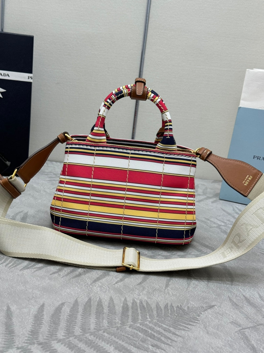 PRD Jardinière striped cotton canvas bag 22 cm