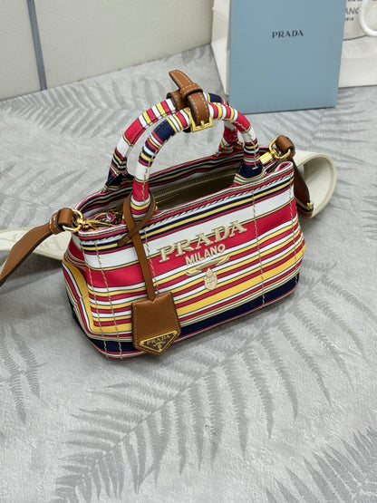PRD Jardinière striped cotton canvas bag 22 cm