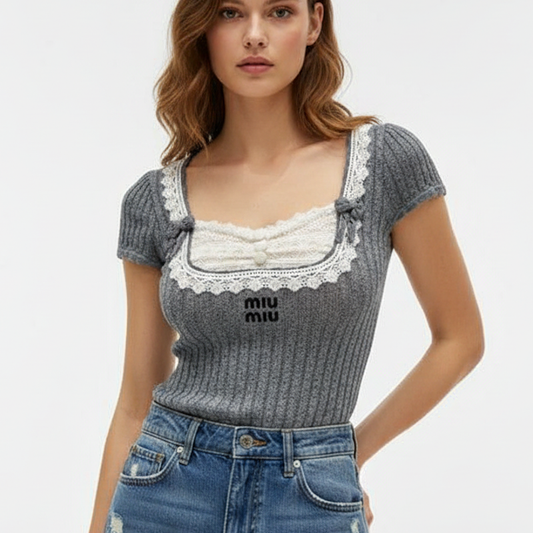 MI MI  Sweater  Woman T- Shirt short sleeve 2 Color 's