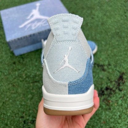 N*KE Air Jorda 4 AJ4 Denim  Worn Blue Sneakers 46