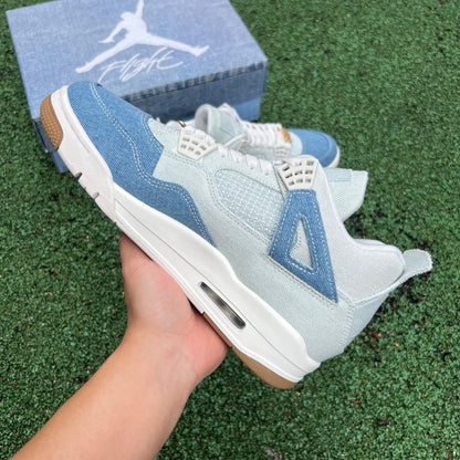 N*KE Air Jorda 4 AJ4 Denim  Worn Blue Sneakers 46