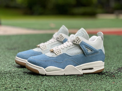 N*KE Air Jorda 4 AJ4 Denim  Worn Blue Sneakers 46