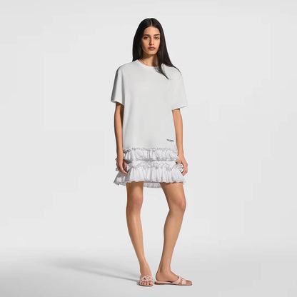 LU Woman Ruffle Trim T-Shirt  Dress QQ 2  Color's limited