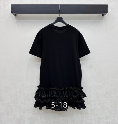 LU Woman Ruffle Trim T-Shirt  Dress QQ 2  Color's limited