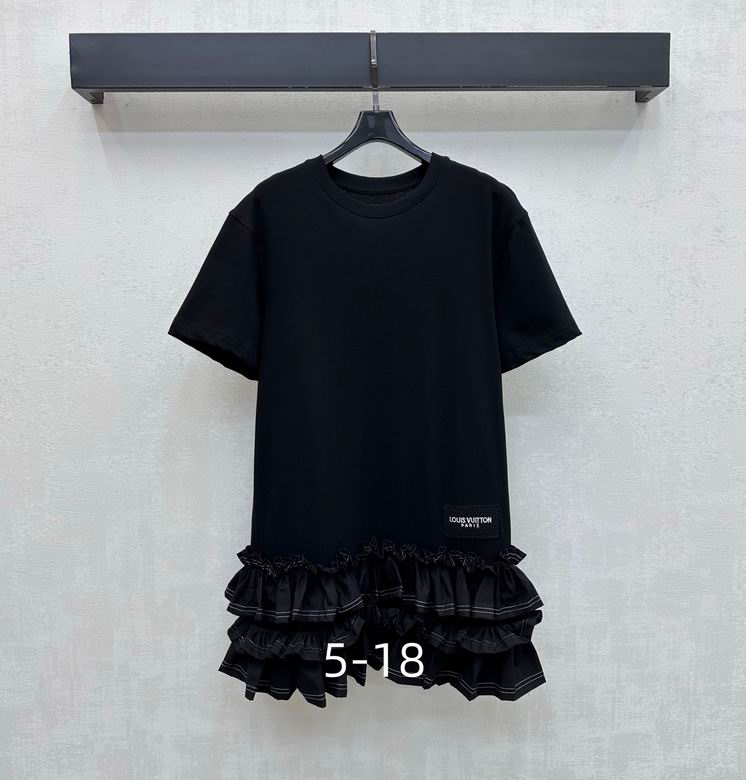 LU Woman Ruffle Trim T-Shirt  Dress QQ 2  Color's limited