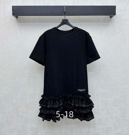 LU Woman Ruffle Trim T-Shirt  Dress QQ 2  Color's limited