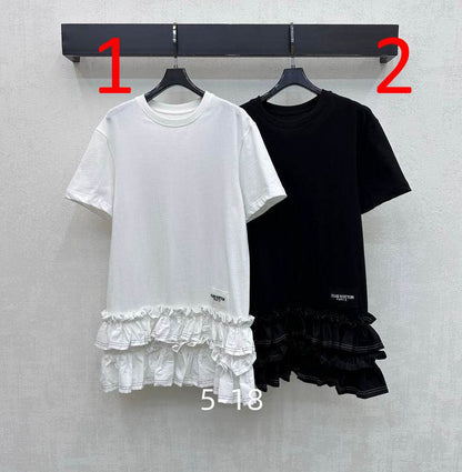 LU Woman Ruffle Trim T-Shirt  Dress QQ 2  Color's limited