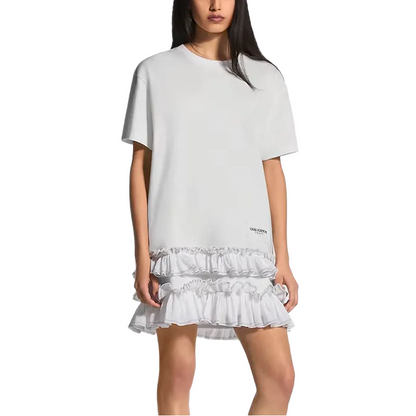 LU Woman Ruffle Trim T-Shirt  Dress QQ 2  Color's limited