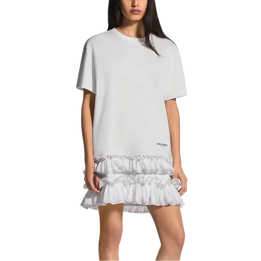LU Woman Ruffle Trim T-Shirt  Dress QQ 2  Color's limited