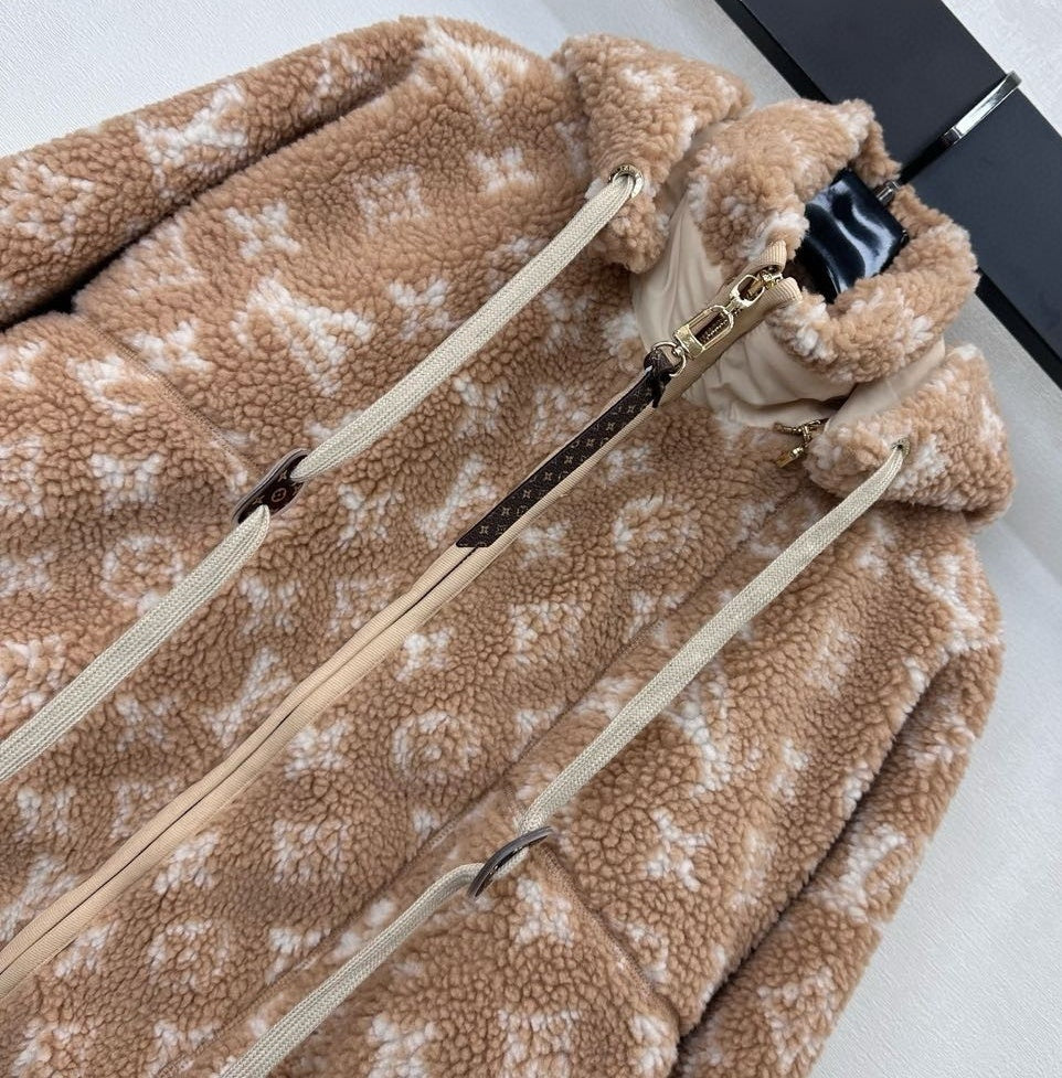 LU Monogram Fleece Hooded Jacket Woman