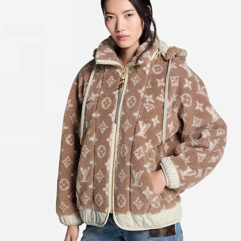LU Monogram Fleece Hooded Jacket Woman