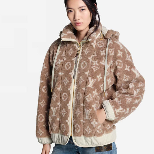 LU Monogram Fleece Hooded Jacket Woman