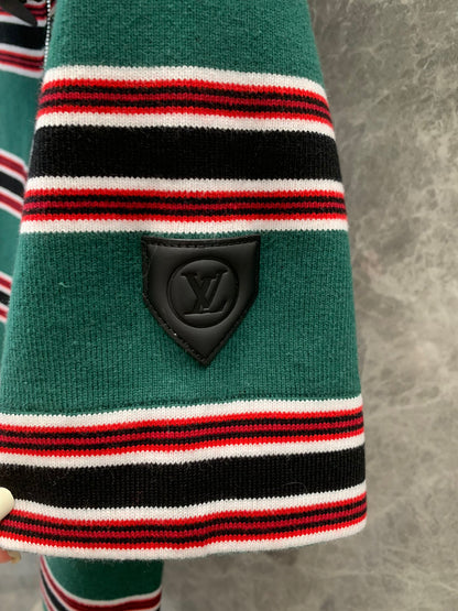 LU Jacket Collar Detail Striped Knit Top 3 Color's Limited