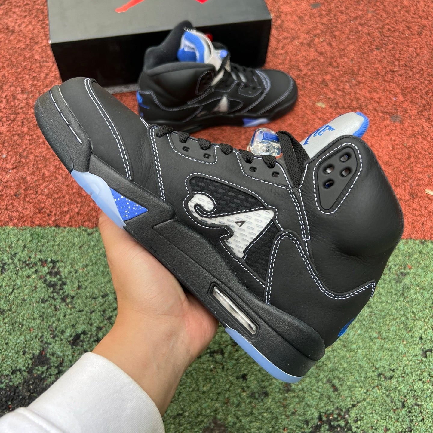 N*KE Air Jorda 5 AJ5 Retro Awake NY Black Racer Blue Sneakers 46