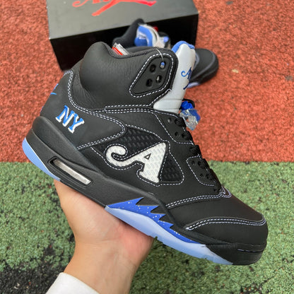 N*KE Air Jorda 5 AJ5 Retro Awake NY Black Racer Blue Sneakers 46