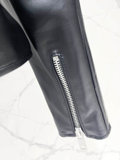 A1LAIA Bomber Biker Leather Jacket