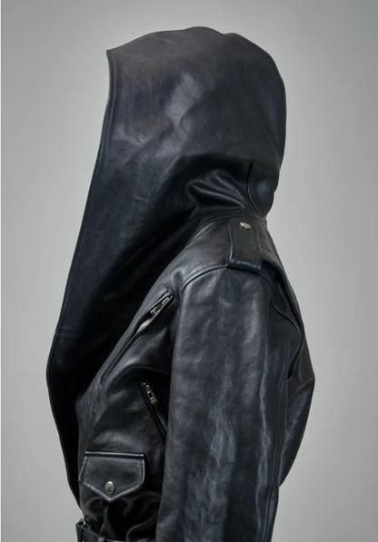 A1LAIA Bomber Biker Leather Jacket