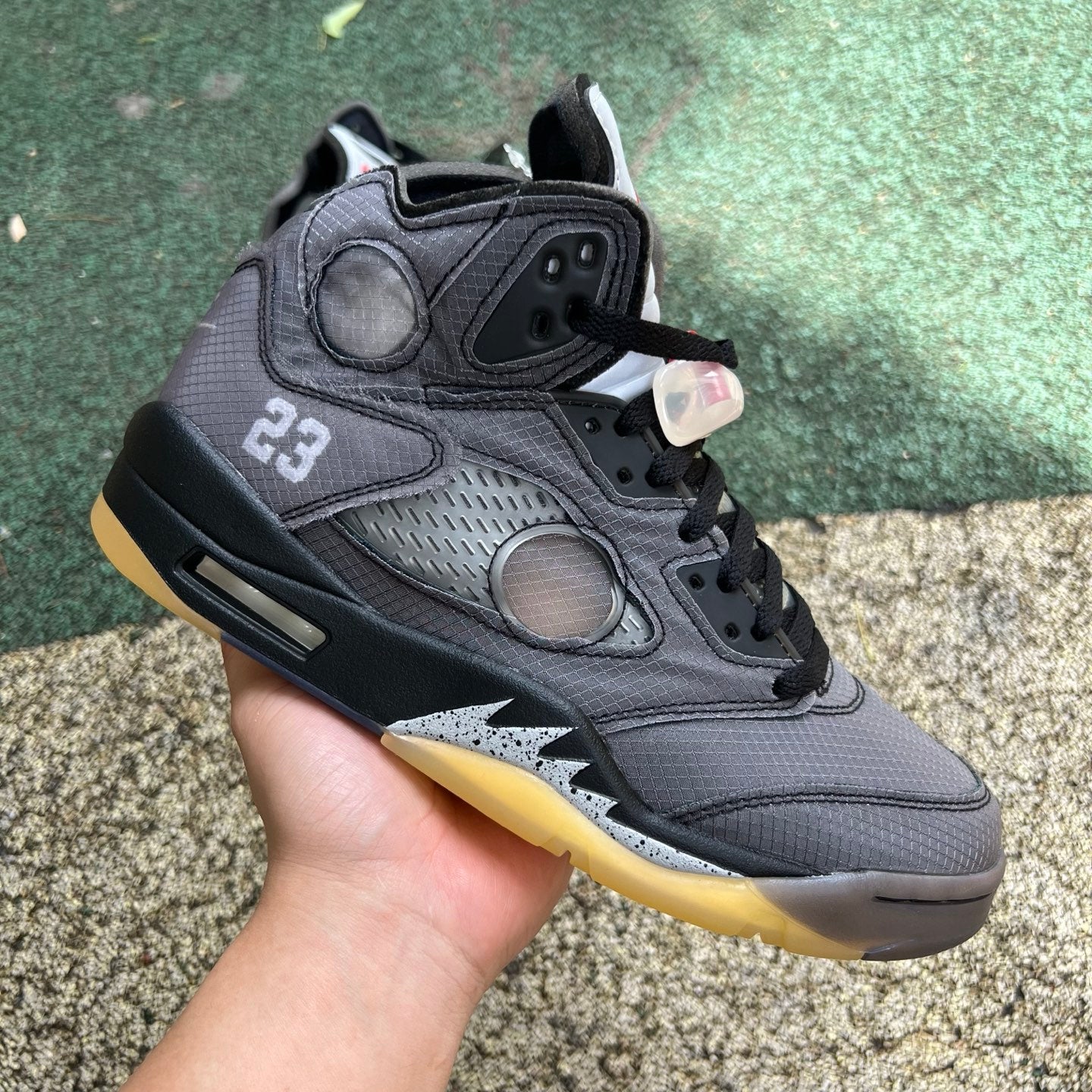 N*KE  Air Jorda 5  AJ5 Retro Off Wite Black Sneakers  46