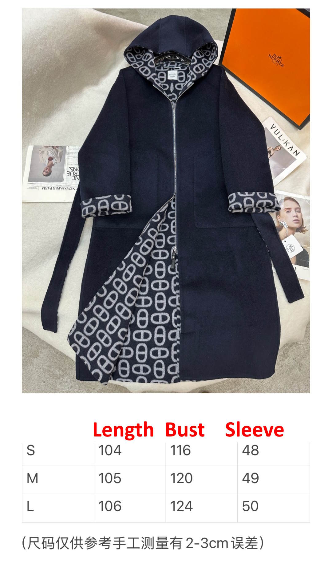 HRM Hooded Woman Wool Jacket Coat 3 Color's Limited