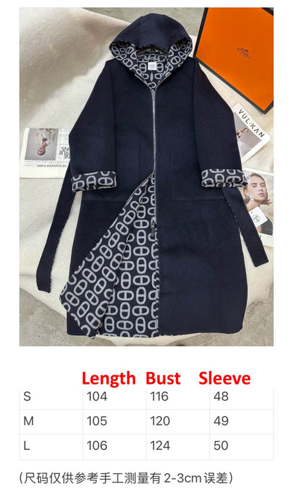 HRM Hooded Woman Wool Jacket Coat 3 Color's Limited