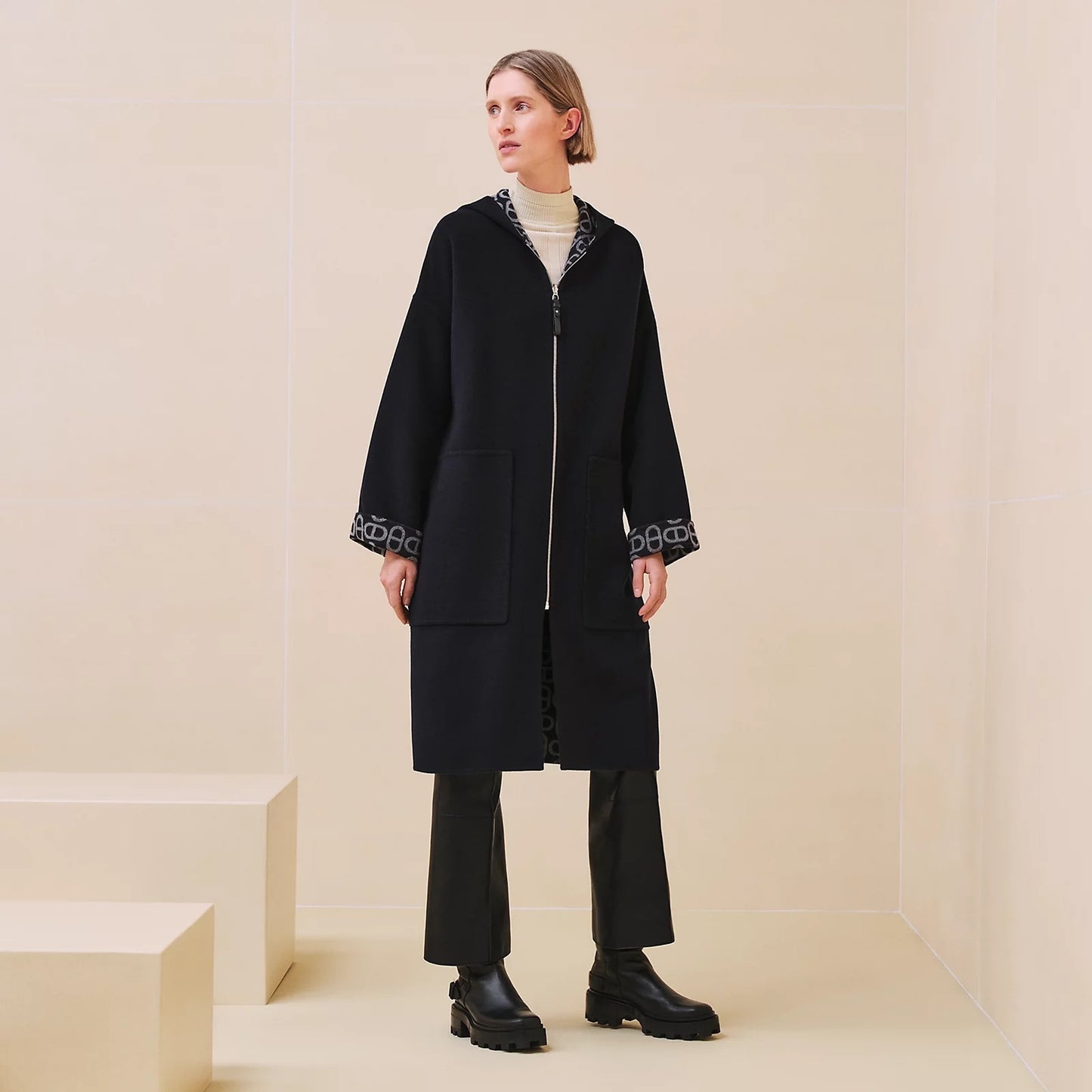 HRM Hooded Woman Wool Jacket Coat 3 Color's Limited