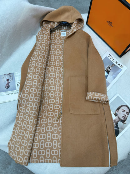 HRM Hooded Woman Wool Jacket Coat 3 Color's Limited