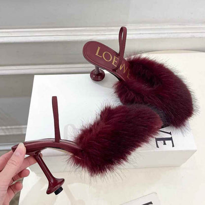 LOEV Fur shoes Woman 4 Color's  heels 9 cm