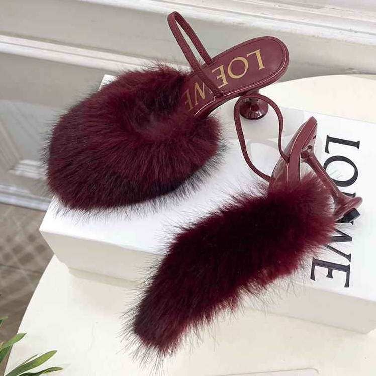 LOEV Fur shoes Woman 4 Color's  heels 9 cm